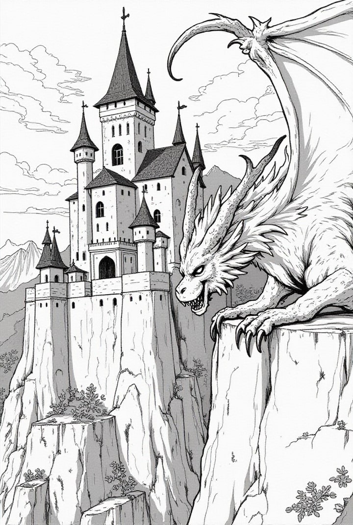 fierce dragon guards the castle