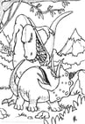Coloring pages fight dinosaurs