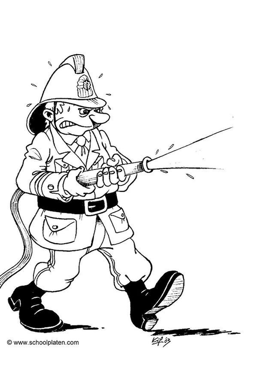 Coloring page fireman