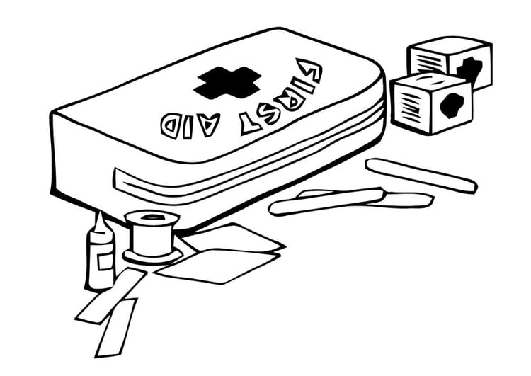 Coloring page first aid kit