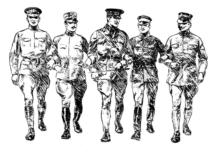 Coloring page First World War soldiers