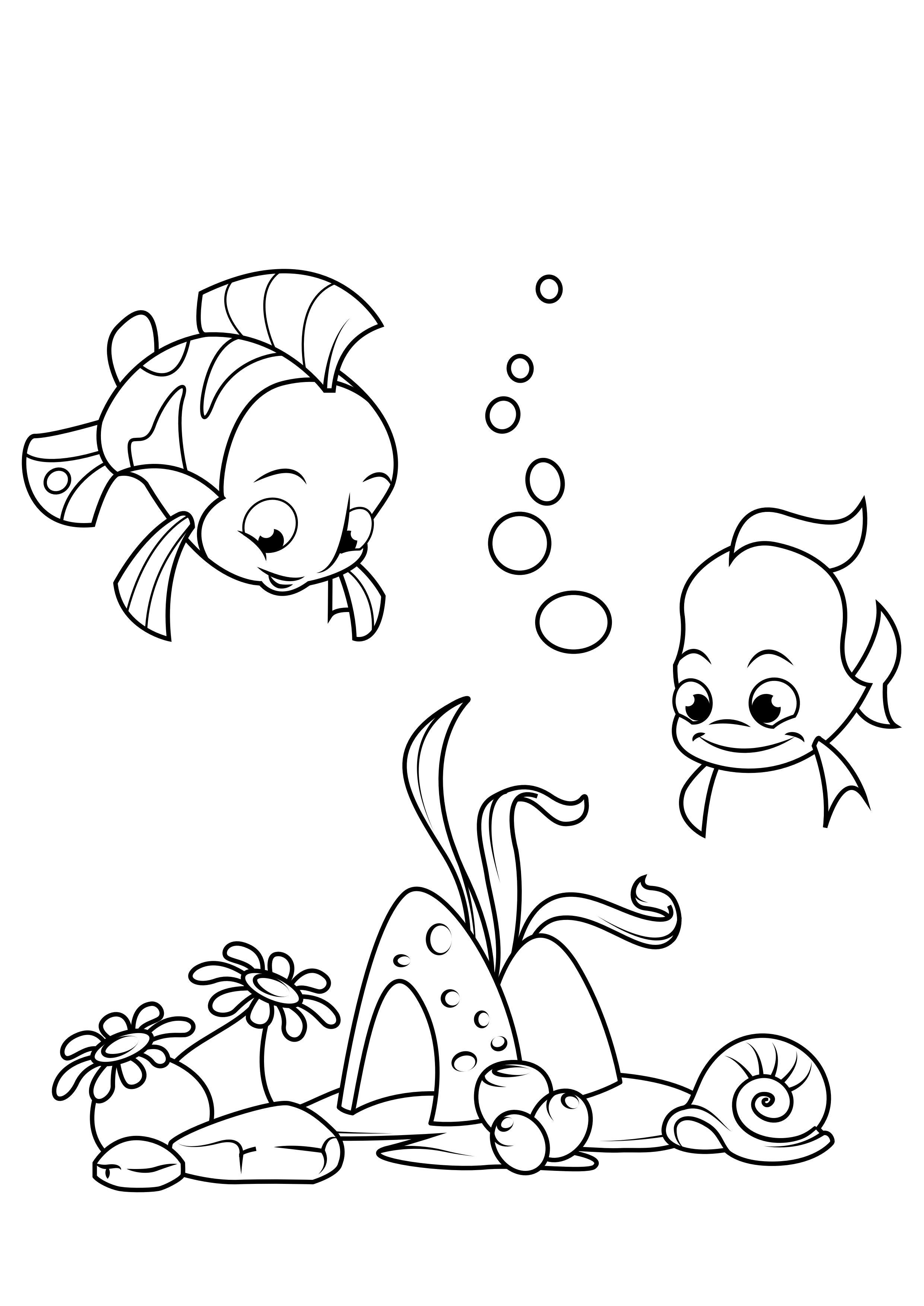 Coloring page fish in the sea