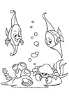 Coloring pages fish in the sea with crab