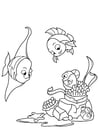 Coloring pages fish plays hide and seek