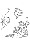 Coloring pages fish plays hide and seek