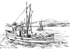Coloring page fishing boat