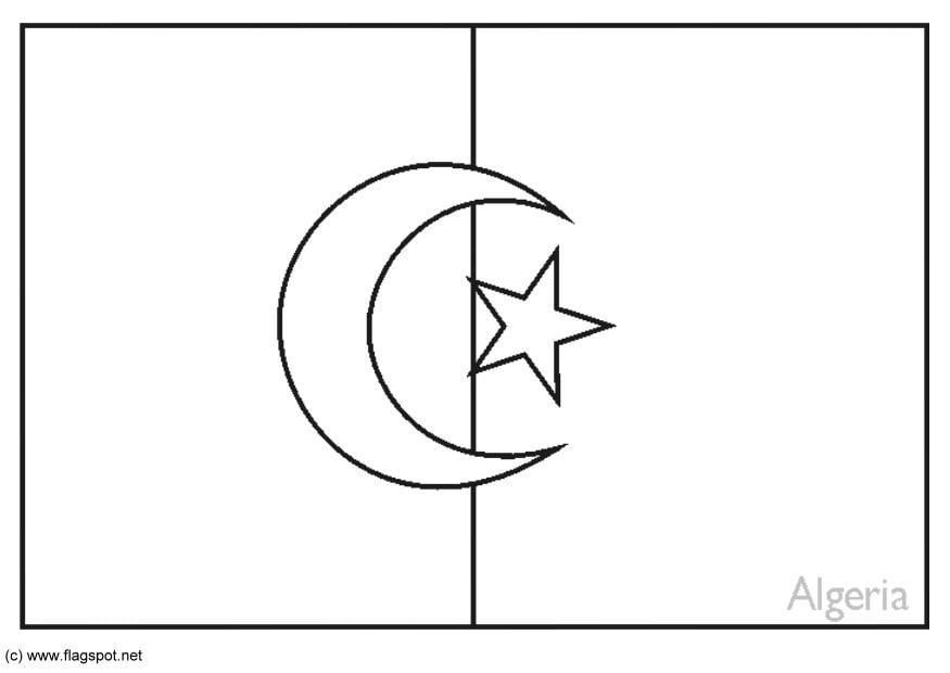 Coloring page flag Algeria
