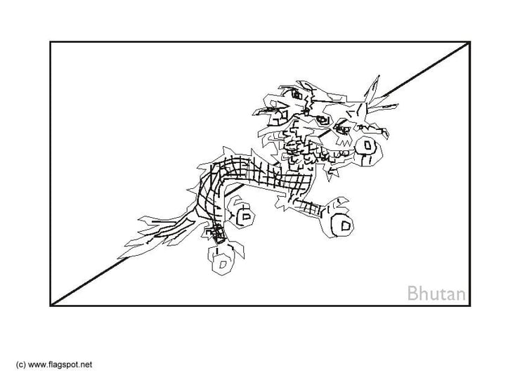 Coloring page flag Bhutan