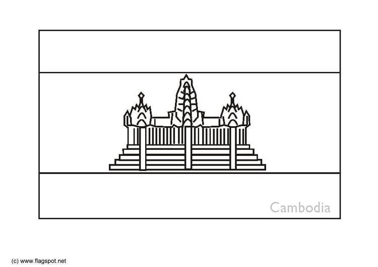 Coloring page flag Cambodia