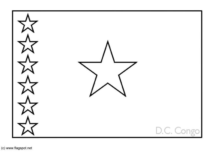 Coloring page flag Democratic Republic of Congo