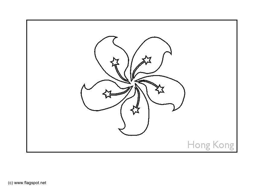 Coloring page flag Hong Kong