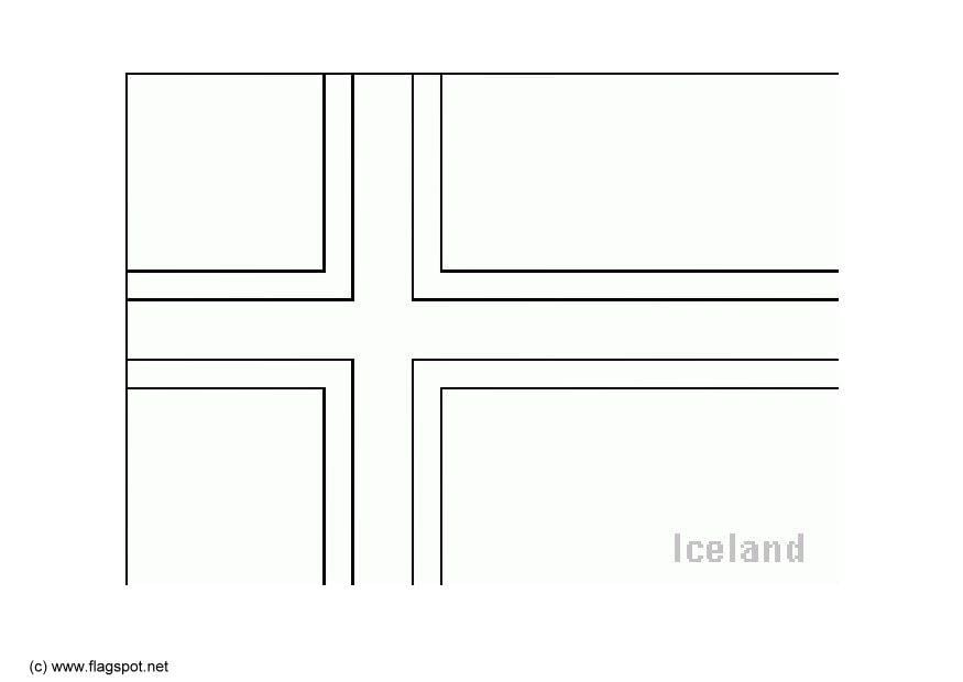 Coloring page flag Iceland