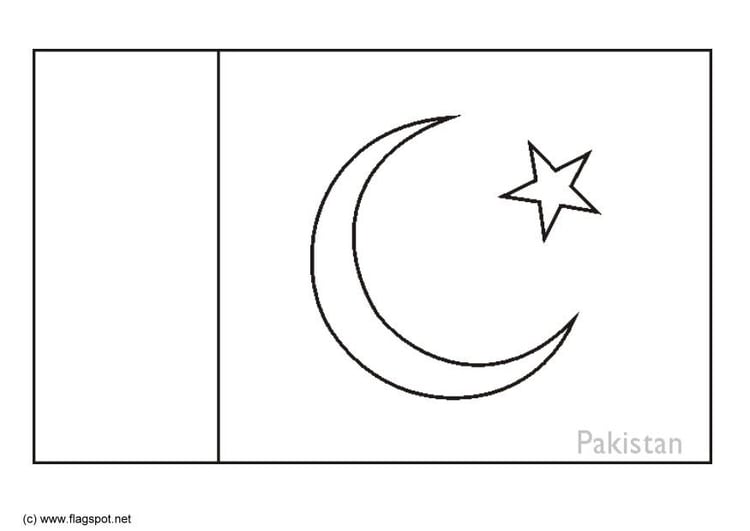 Coloring page flag Pakistan