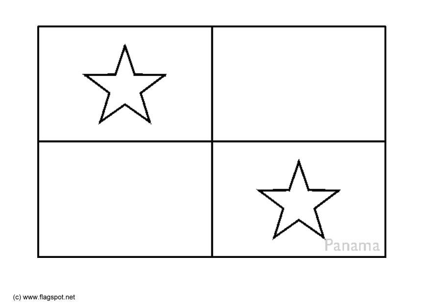 Coloring Page Of Panama With Four Stars In A Grid