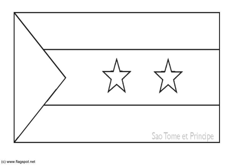 Coloring page flag Sao Tome and Principe