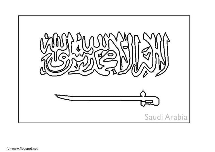 Coloring page flag Saudi Arabia