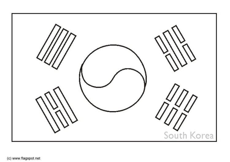 Coloring page flag South Korea