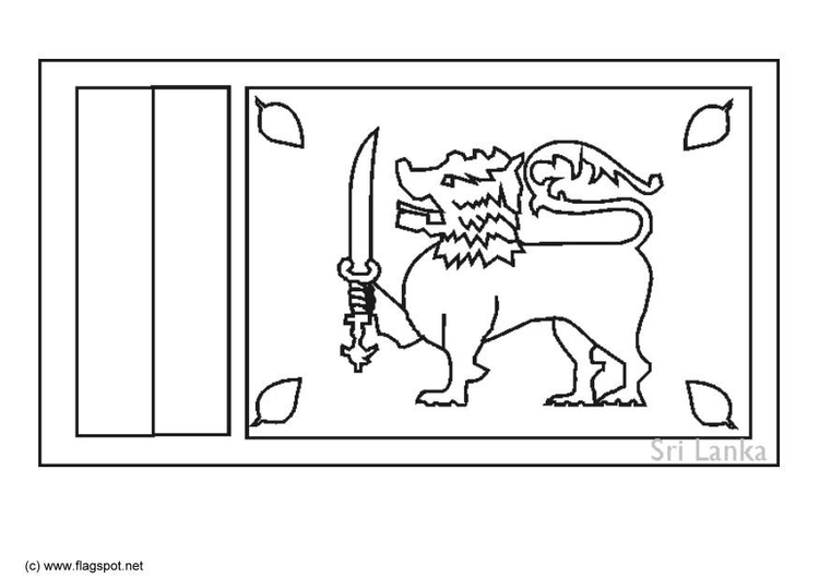 Coloring page flag Sri Lanka