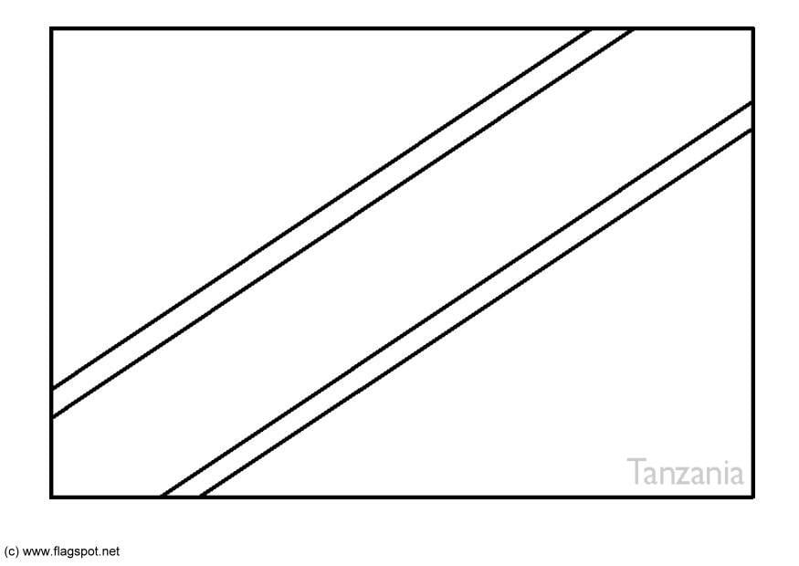 Coloring page flag Tansania