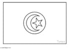 Coloring pages flag Tunisia