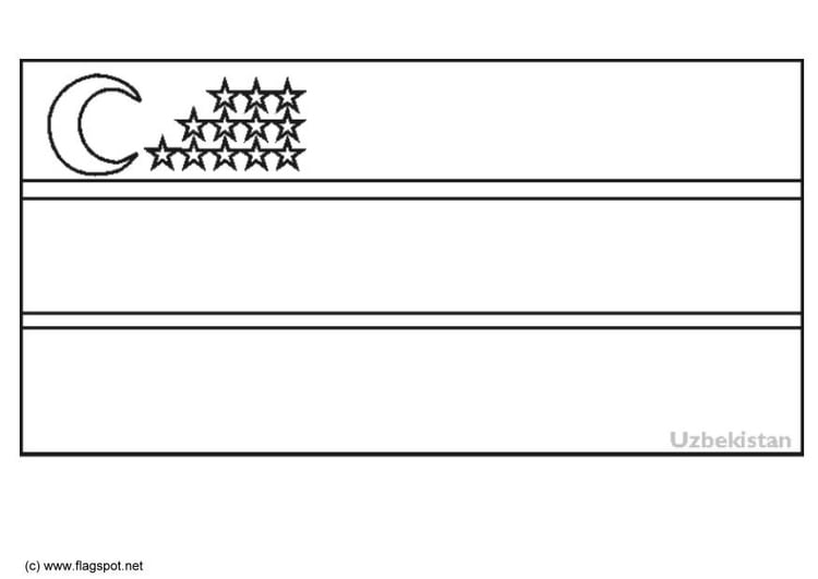 Coloring page flag Uzbekistan