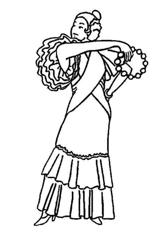 Coloring page Flamenco dancer