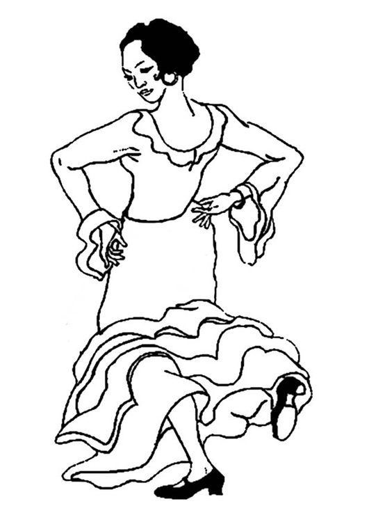 Coloring page flamenco dancer