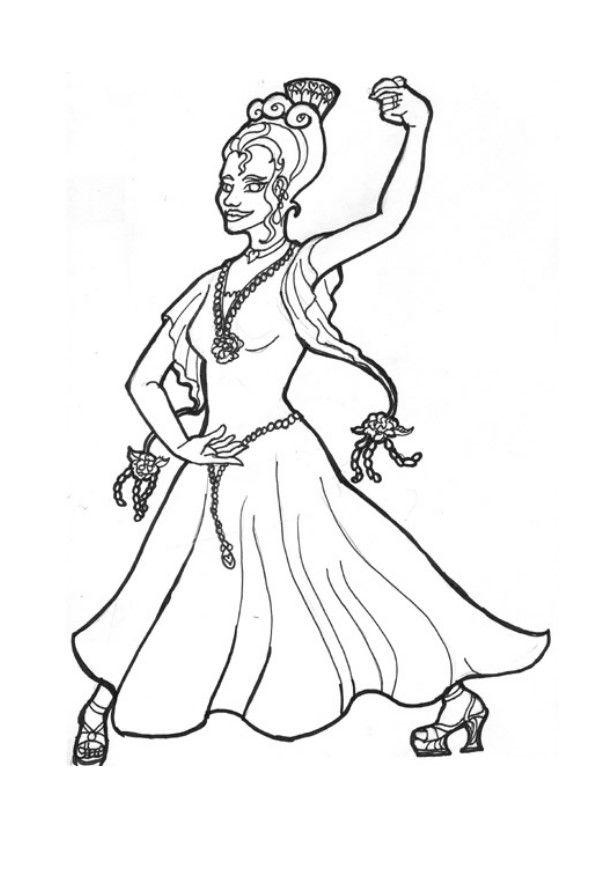 Coloring page flamenco princess