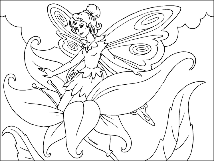 Coloring page flower fairy