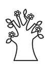 Coloring pages Flowering tree in spring