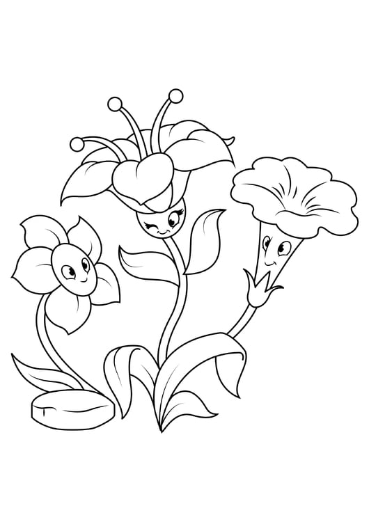 Coloring page flowers have fun