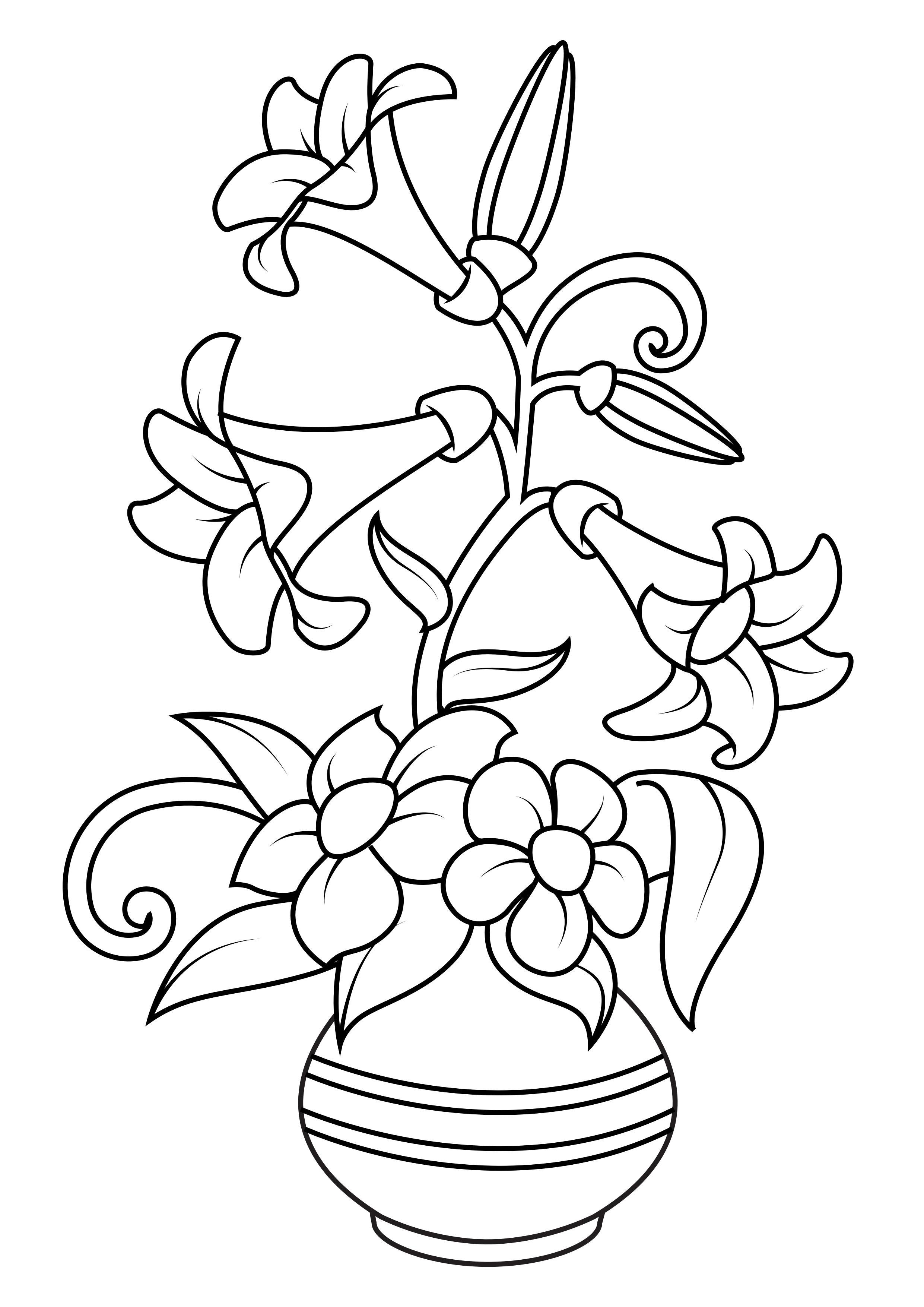 Coloring page flowers in vase