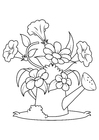 Coloring pages flowers in watering can