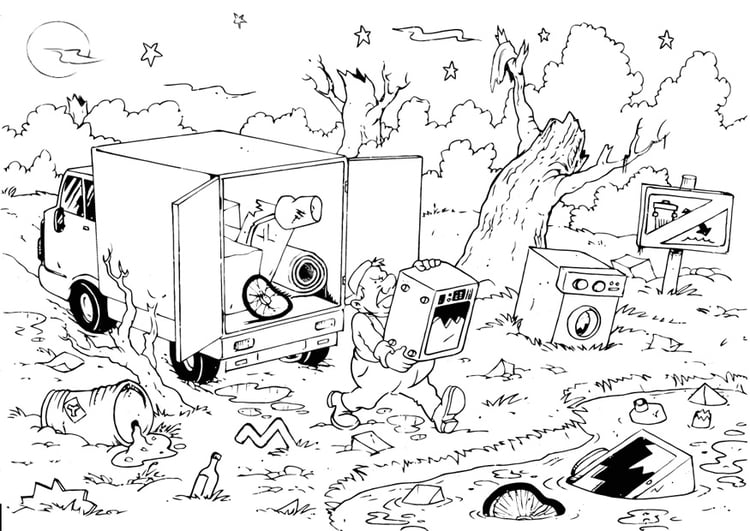 Coloring page fly-tipping