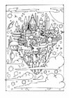 Coloring pages flying city