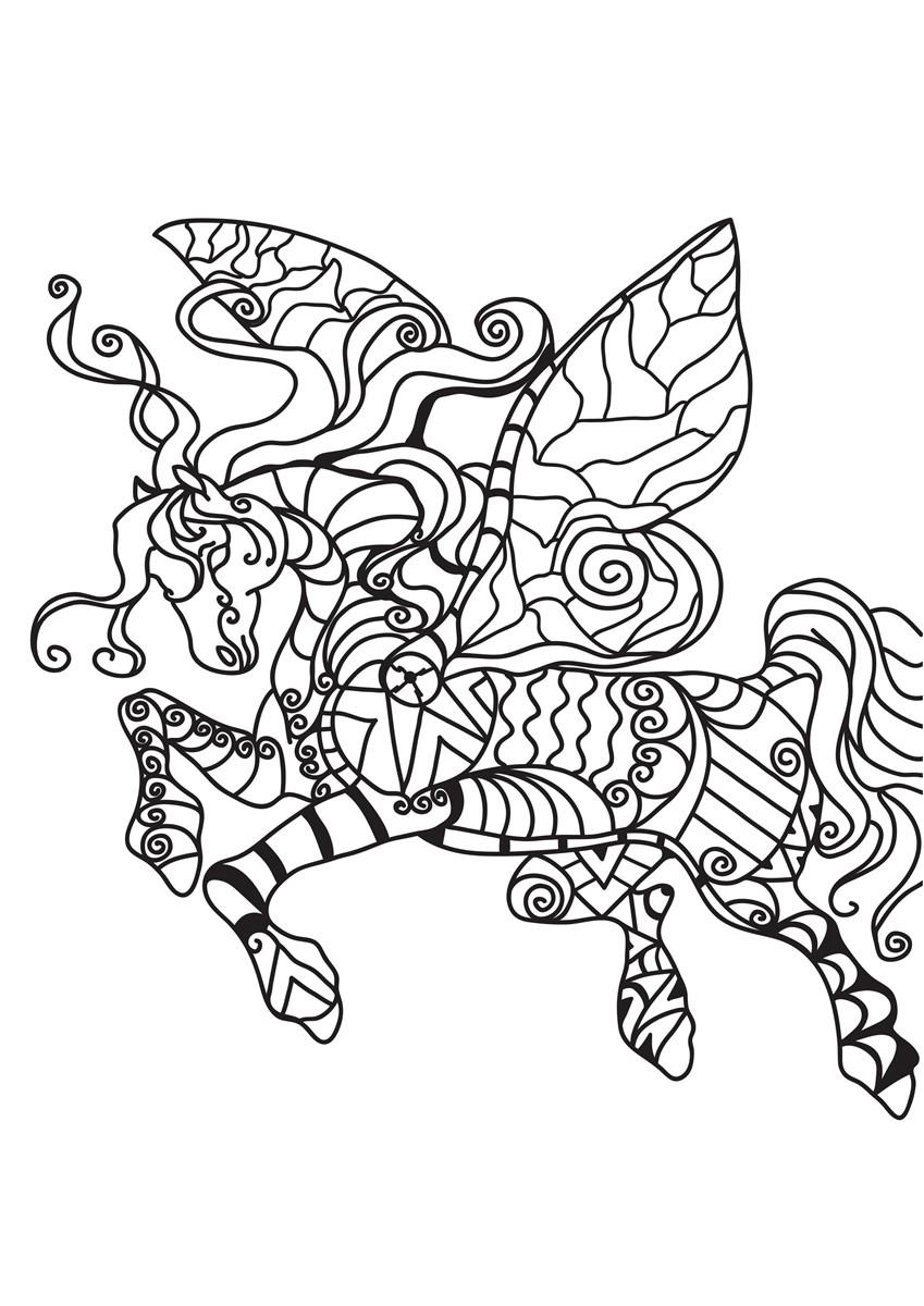 Coloring page flying horse