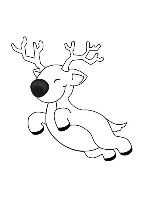 Coloring page flying reindeer