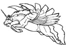 Coloring page flying unicorn