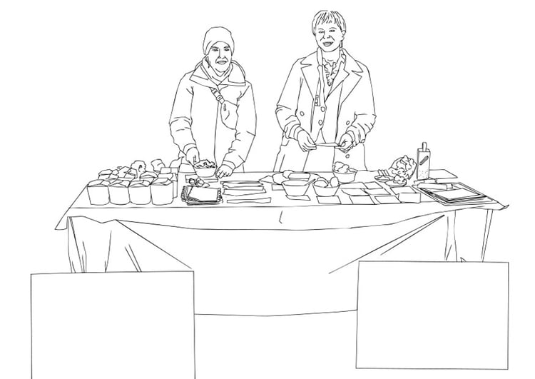 Coloring page food aid