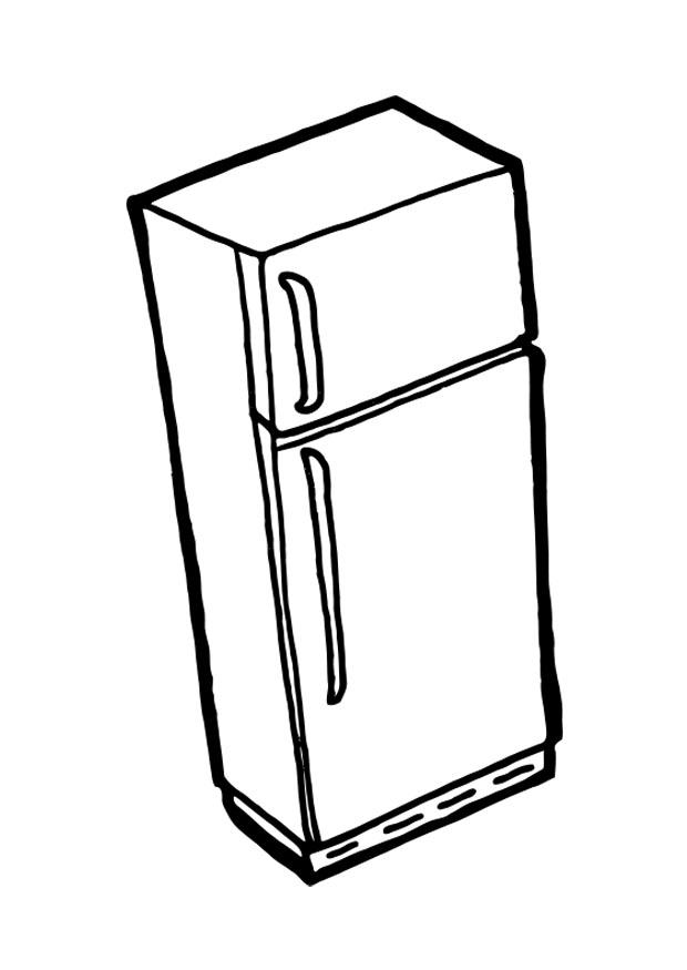 Coloring page fridge with freezer
