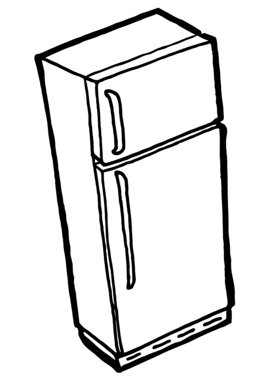 Coloring page fridge with freezer