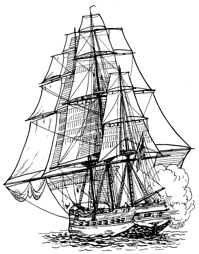 Coloring page frigate