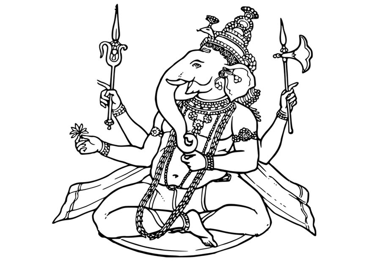 Coloring page Ganesha