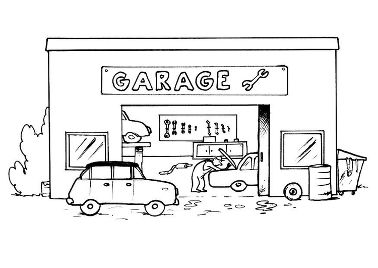 Coloring page garage