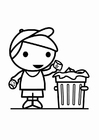 Coloring pages garbage in the trash can