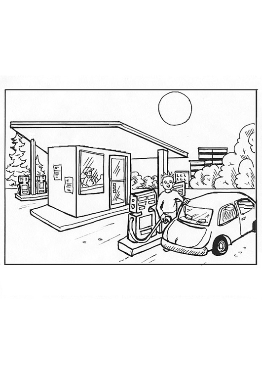 Coloring Page gas station - free printable coloring pages - Img 9694