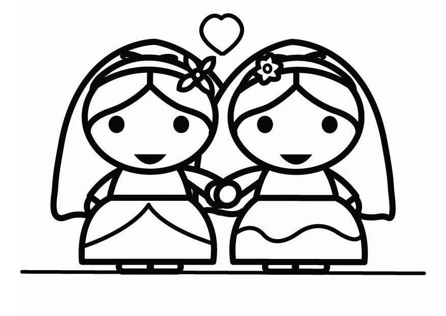 Coloring page gay marriage between women - Holebi