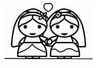 Coloring page gay marriage between women - Holebi