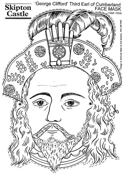 Coloring page George Clifford, Third Earl of Cumberland - Face Mask