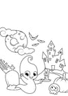 Coloring page ghost on the road